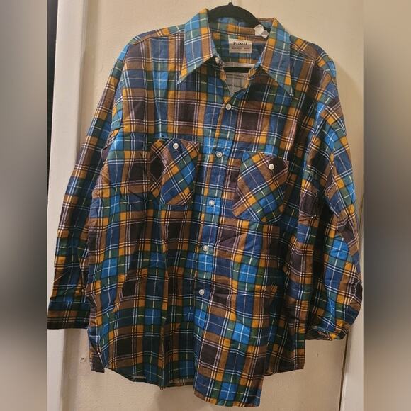 Vntg 50 Mens P-N-H Plaid Cotton Flannel Shirt Swiftie Size 17 Kurt Cobain USA - Picture 9 of 9